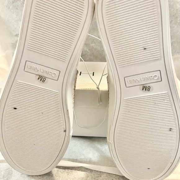 Brand New Calvin Klein White and Gold Patterned Sneakers, 8M - Picture 9 of 10
